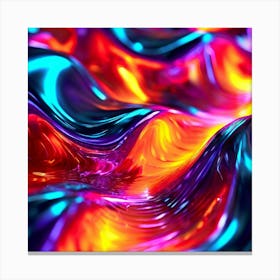 3d Light Colors Holographic Abstract Future Movement Shapes Dynamic Vibrant Flowing Lumi (5) Canvas Print