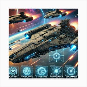 A Futuristic Sci Fi Scene Featuring Guardian Class Cruisers Canvas Print