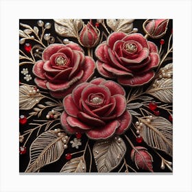 Roses embroidered with beads Canvas Print
