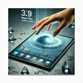 A High Tech Smart Tablet Showcasing The Wave Flow Canvas Print