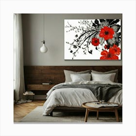 Red And Black Flowers Canvas Print