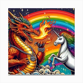 Unicorn And Dragon 1 Canvas Print