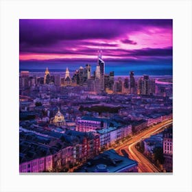 Cityscape At Dusk 2 Canvas Print