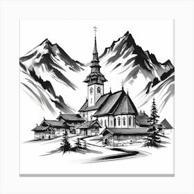 Church In The Mountains 4 Canvas Print