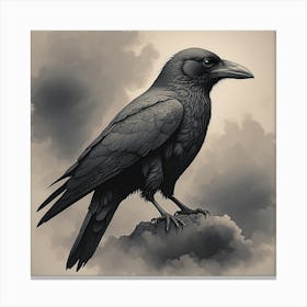 Crow in the cloud background  Canvas Print