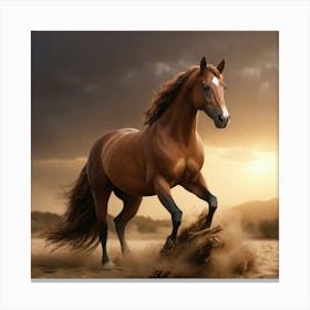 Horse Galloping In The Sand Canvas Print