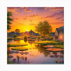 Sunset At The Village Canvas Print