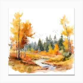 Watercolor Of Autumn Trees 1 Canvas Print