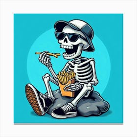 Skeleton Eating French Fries 2 Canvas Print