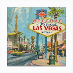 City Las Vegas, Schrift Schild bunte Malerei Canvas Print