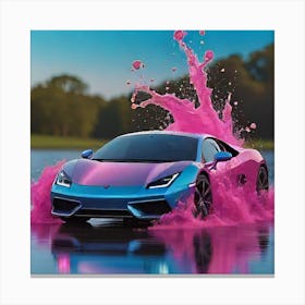 Pink And Blue car Canvas Print