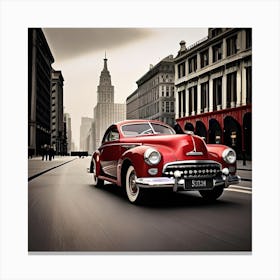 Vintage Car On A City Street Canvas Print