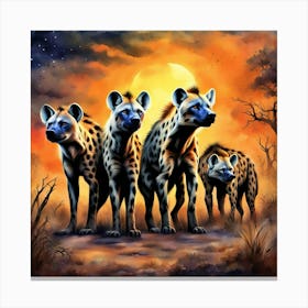 Hyenas At Sunset Canvas Print