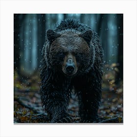 Grizzly Bear In The Rain Canvas Print