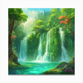 Waterfall In The Forest 4 Canvas Print