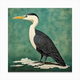 Ohara Koson Inspired Bird Painting Cormorant 4 Square Canvas Print