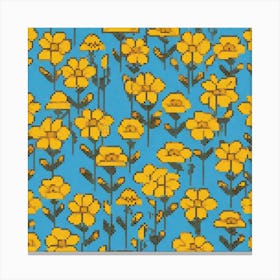 Yellow Flowers On A Blue Background Canvas Print