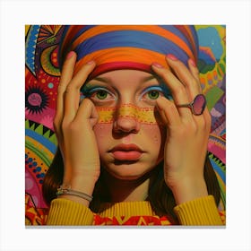 Girl With Colorful Eyes Canvas Print