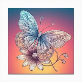 Line Art butterfly 3 Canvas Print