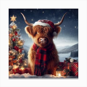 Highland Christmas Cow Canvas Print