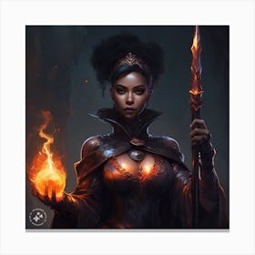 Lady Mage With A Fiery Orb Canvas Print