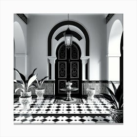 Black And White Hallway 1 Canvas Print