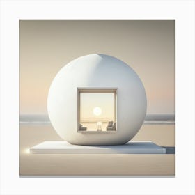 White Sphere On The Beach Canvas Print