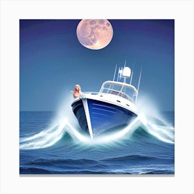 Boat In The Moonlight 8 Canvas Print