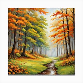 Forest In Autumn In Minimalist Style Square Composition 174 Canvas Print