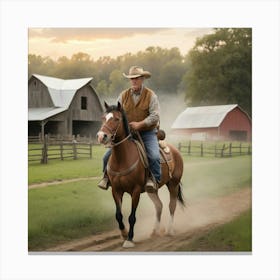 Default The Traditional American Farmer Rides A Horse In The M 0 1 Canvas Print