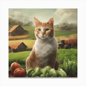 Cat On The Farm Canvas Print