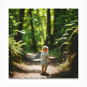 Baby Walking In The Woods Canvas Print