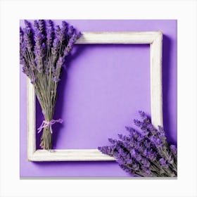 Lavender Frame On Purple Background 2 Canvas Print