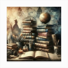 Books On A Table Canvas Print