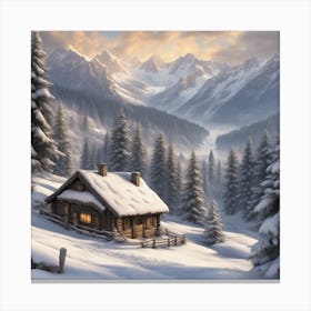 A Panoramic View Of A Snowy Alpine Landscape Canvas Print