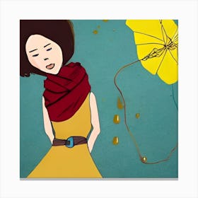 Girl With A Yellow Flower Canvas Print