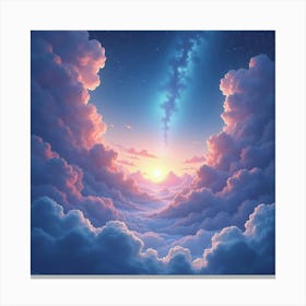 Celestial Watercolor Scene With Soft Cosmic Hues 1 Canvas Print