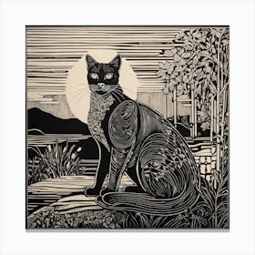 Cat In The Moonlight 5 Canvas Print