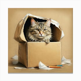 Cat In A Box 19 Canvas Print