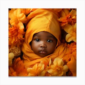 Portrait Of A Baby In Flowers 1 Canvas Print