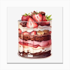 Strawberry Cake In A Glass 1 Canvas Print