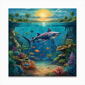 Default Aquarium With Coral Fishsome Shark Fishes View From Th 3 (4) Canvas Print