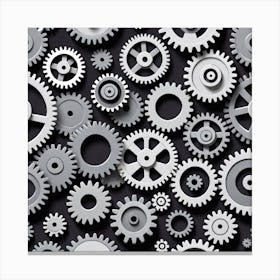 Gears On A Black Background 4 Canvas Print