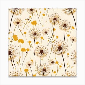 Dandelion Seeds And Flowers Floating In The Air Canvas Print