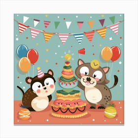 Birthday Card For Cats Canvas Print