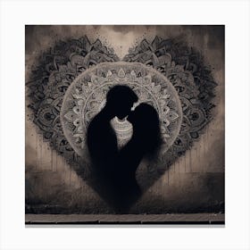 Couple Kissing In A Heart 1 Canvas Print