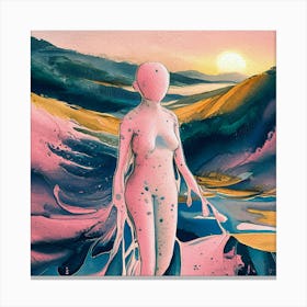 Woman Figure Watercolor Painting Canvas Print