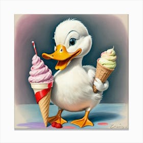 Duck With Ice Cream 1 Canvas Print