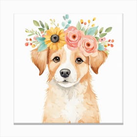 Floral Baby Dog Nursery Illustration (11) Canvas Print
