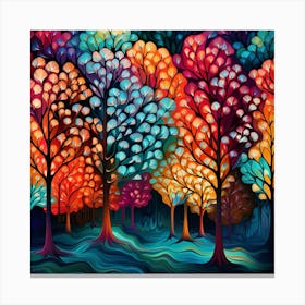 Colorful Trees In The Forest 3 Canvas Print